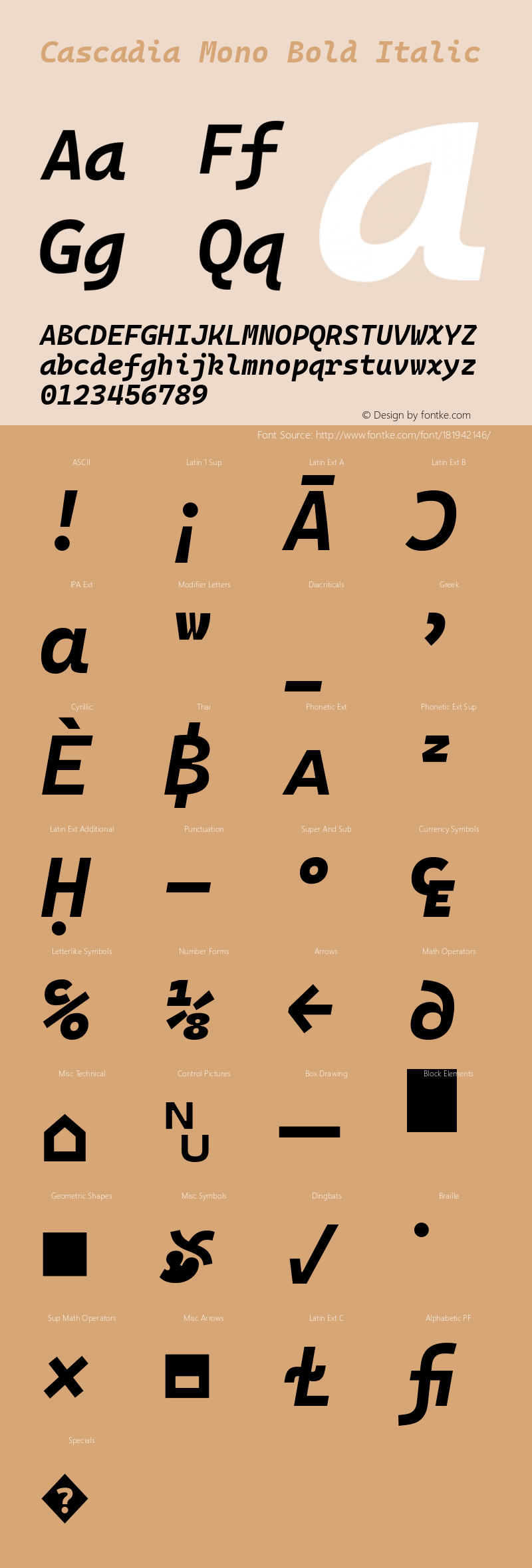 Cascadia Mono Bold Italic Version 2110.031图片样张