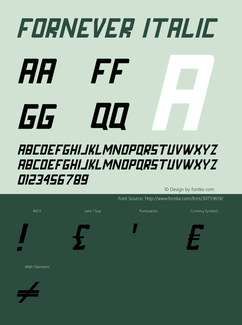 FORNEVER Italic Version 1.002;Fontself Maker 3.1.2图片样张