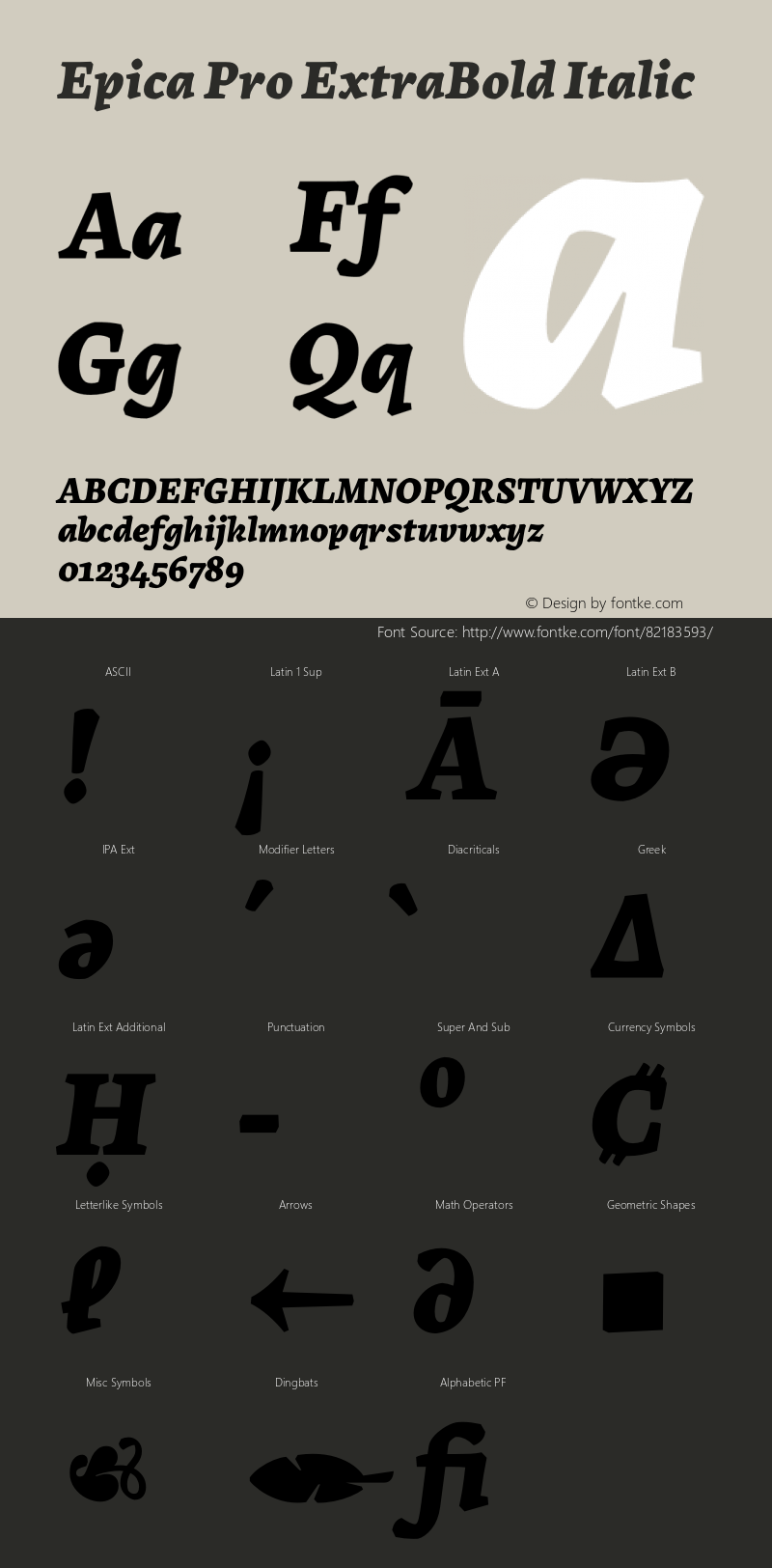 Epica Pro ExtraBold Italic Version 1.000; ttfautohint (v1.8)图片样张