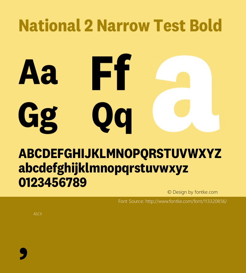 National2Narrow-BoldTest Version 1.004;hotconv 1.0.116;makeotfexe 2.5.65601;0图片样张