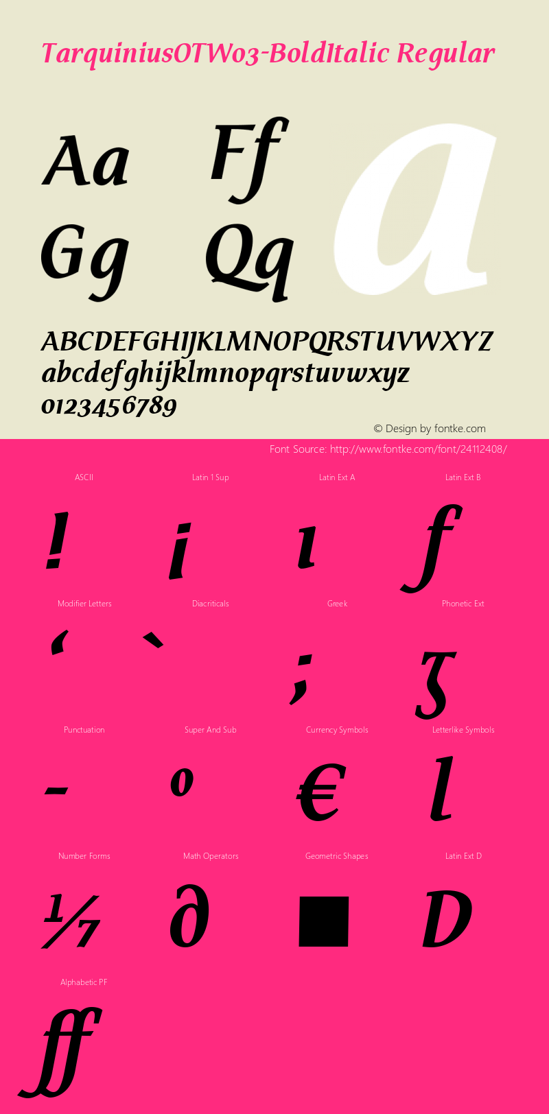 Tarquinius OT W03 Bold Italic Version 7.504图片样张