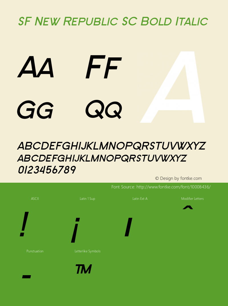 SF New Republic SC Bold Italic v2.0 - Freeware图片样张