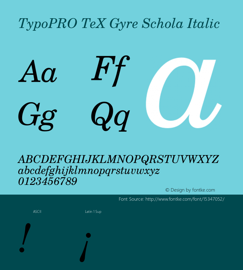 TypoPRO TeX Gyre Schola Italic Version 2.005;PS 2.005;hotconv 1.0.49;makeotf.lib2.0.14853图片样张