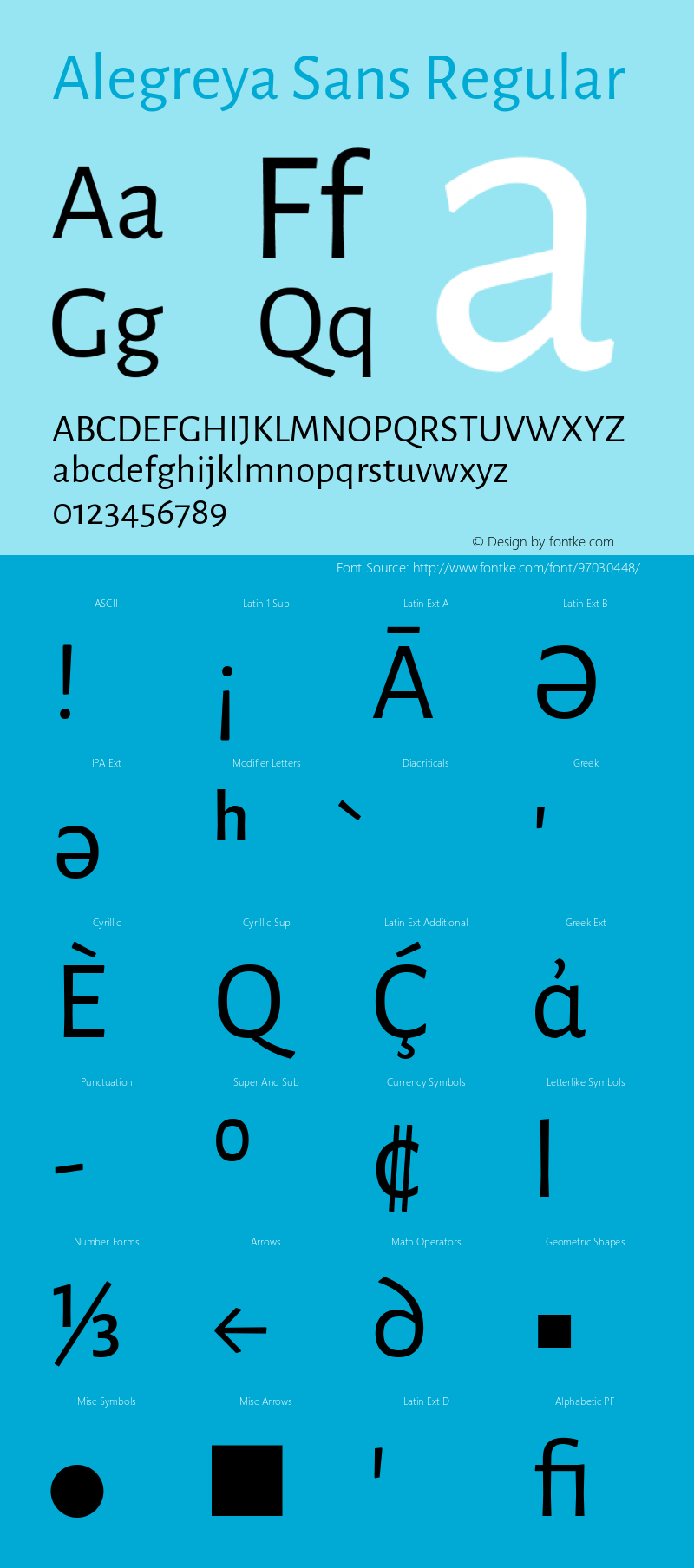 Alegreya Sans Regular Version 2.004; ttfautohint (v1.6)图片样张