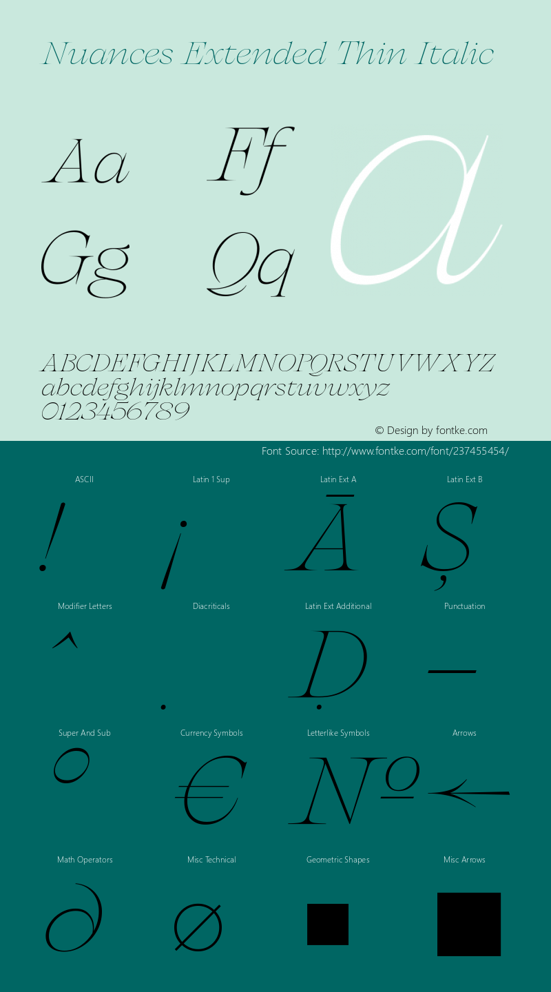 Nuances Extended Thin Italic Version 1.001图片样张