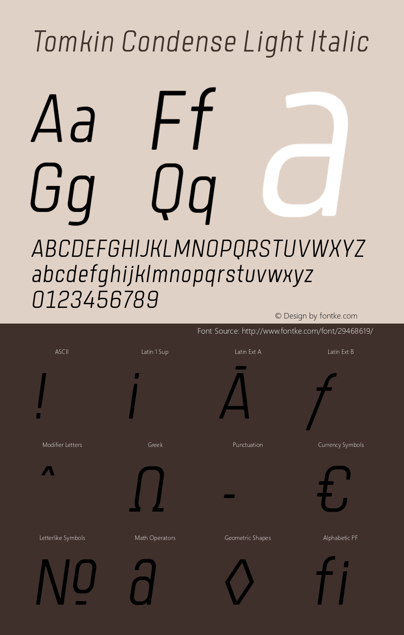 Tomkin Condense Light Italic Version 1.000;YWFTv17图片样张
