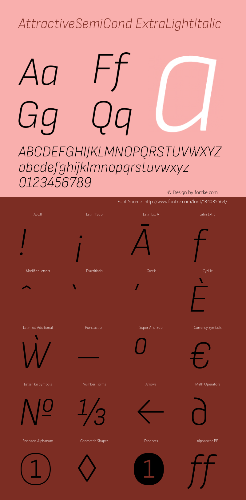 AttractiveSemiCond ExtraLightItalic Version 3.001图片样张