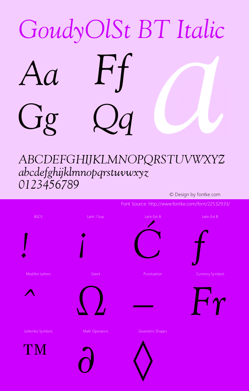 Goudy Old Style Italic BT mfgpctt-v1.52 Tuesday, January 12, 1993 3:20:19 pm (EST)图片样张