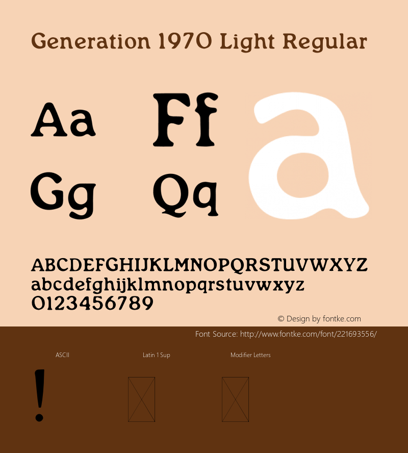 Generation 1970 Light Version 1.00;April 29, 2022;FontCreator 13.0.0.2630 64-bit图片样张