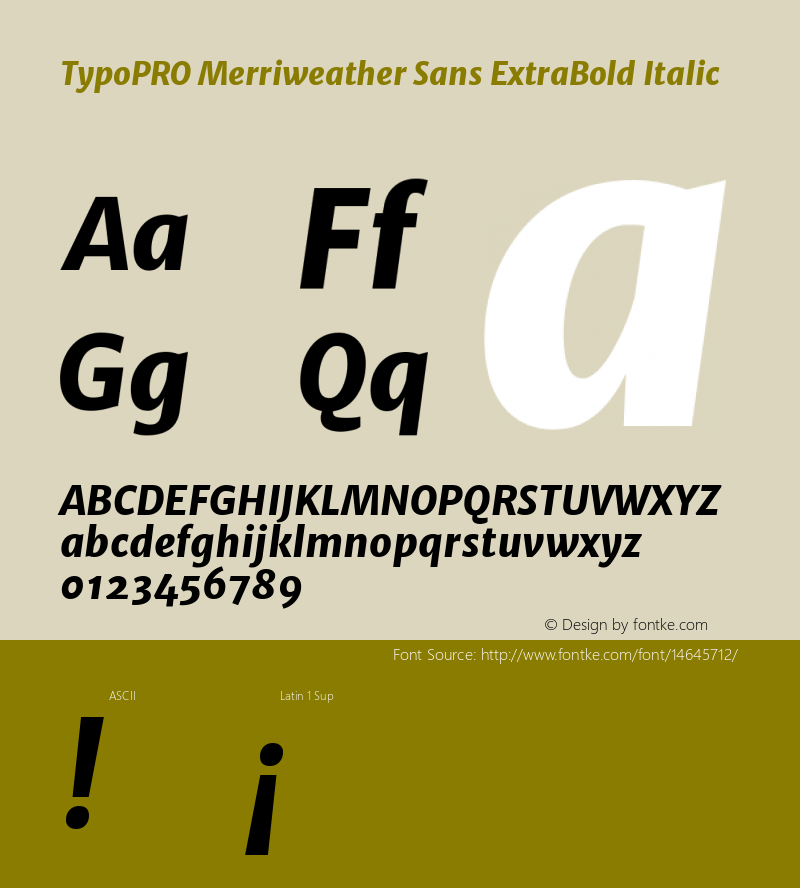 TypoPRO Merriweather Sans ExtraBold Italic Version 1.000图片样张