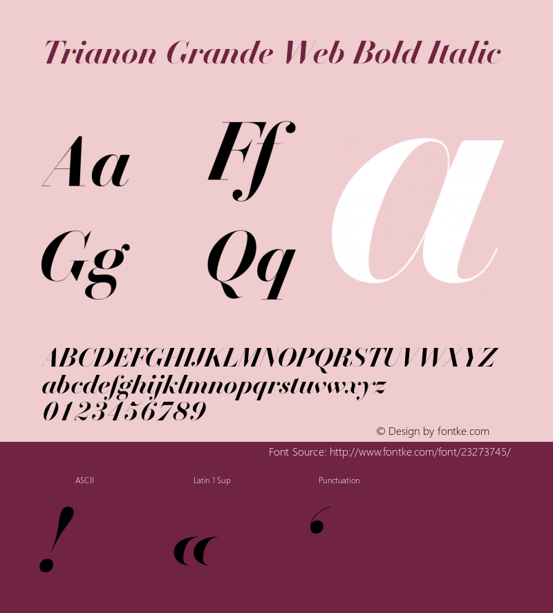 Trianon Grande Bold Italic Version 1.202;PS 1.202;hotconv 1.0.72;makeotf.lib2.5.5900; ttfautohint (v1.3.34-f4db)图片样张