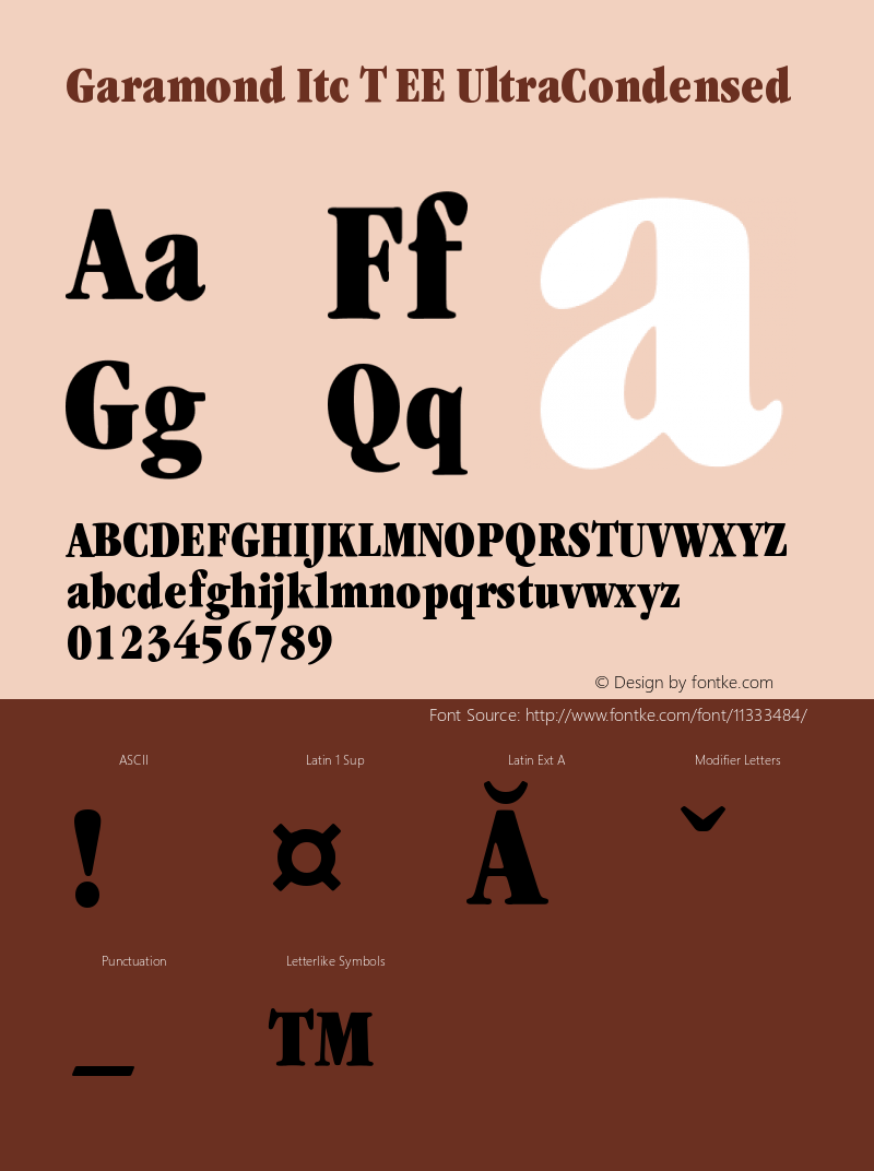 Garamond Itc T EE UltraCondensed Version 001.005图片样张