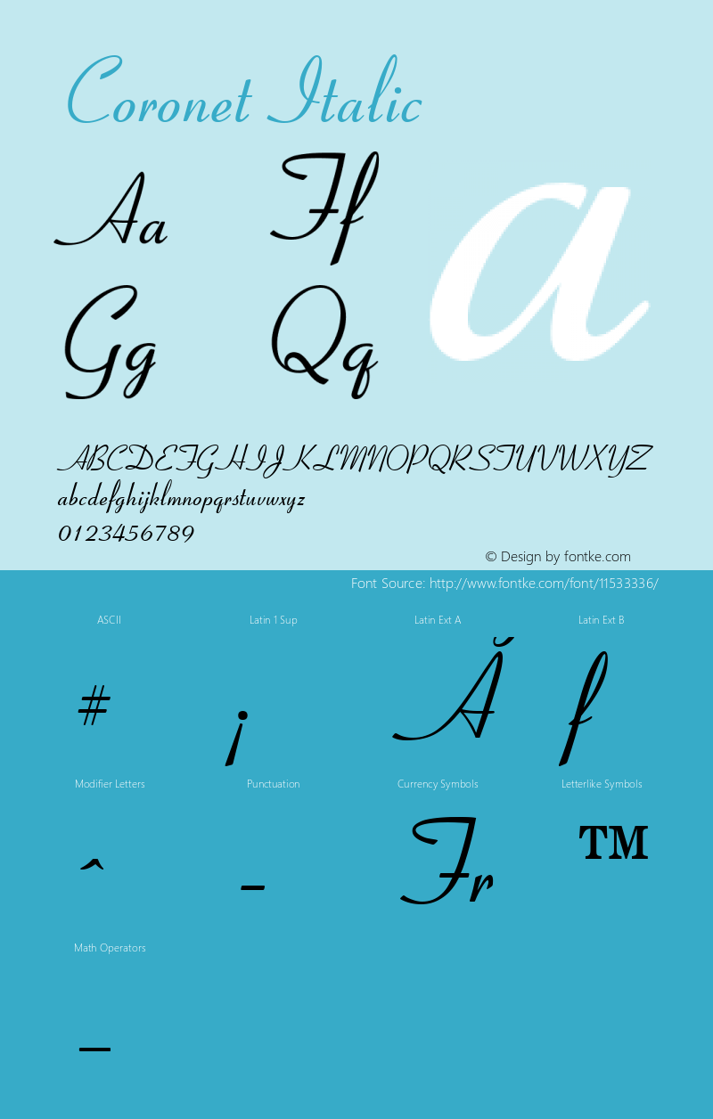 Coronet Italic Version 1.02a图片样张