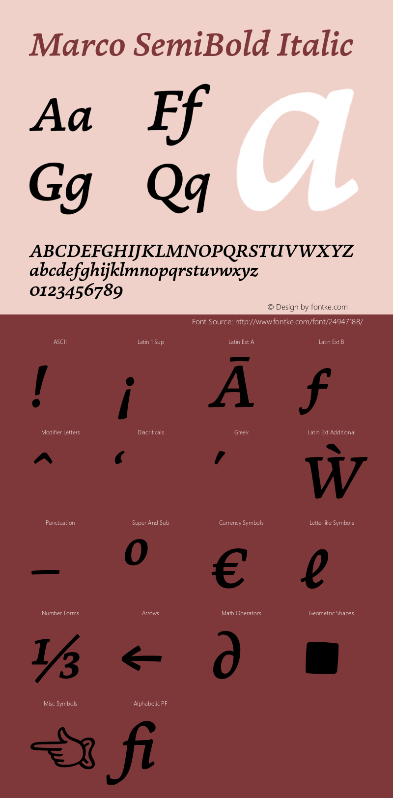 Marco SemiBold Italic Version 1.001;PS 001.001;hotconv 1.0.70;makeotf.lib2.5.58329图片样张