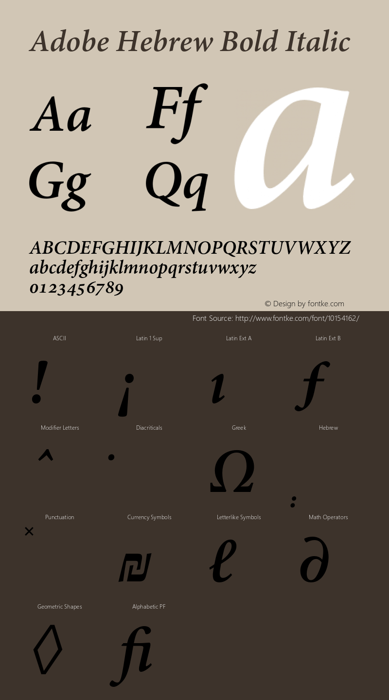 Adobe Hebrew Bold Italic Version 1.01 build 009图片样张