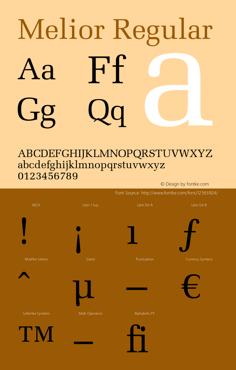 Melior Regular OTF 1.0;PS 001.002;Core 1.0.22图片样张