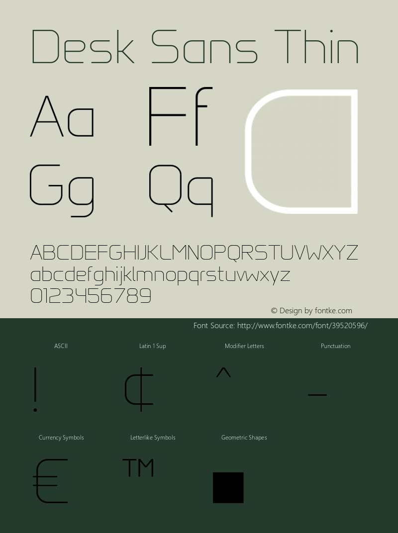 DeskSans-Thin Version 1.02图片样张
