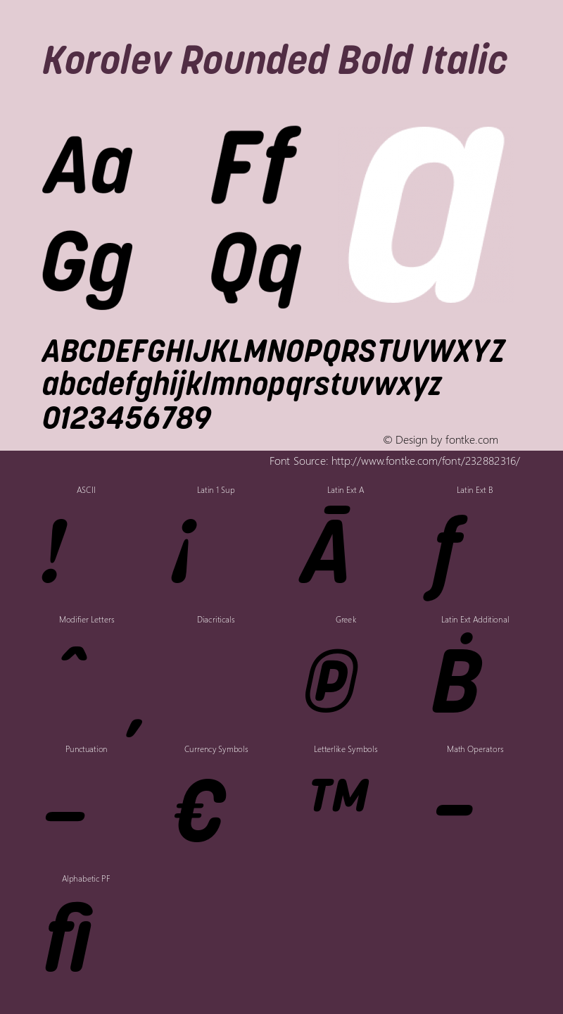 Korolev Rounded Bold Italic Version 2.000;hotconv 1.0.109;makeotfexe 2.5.65596图片样张