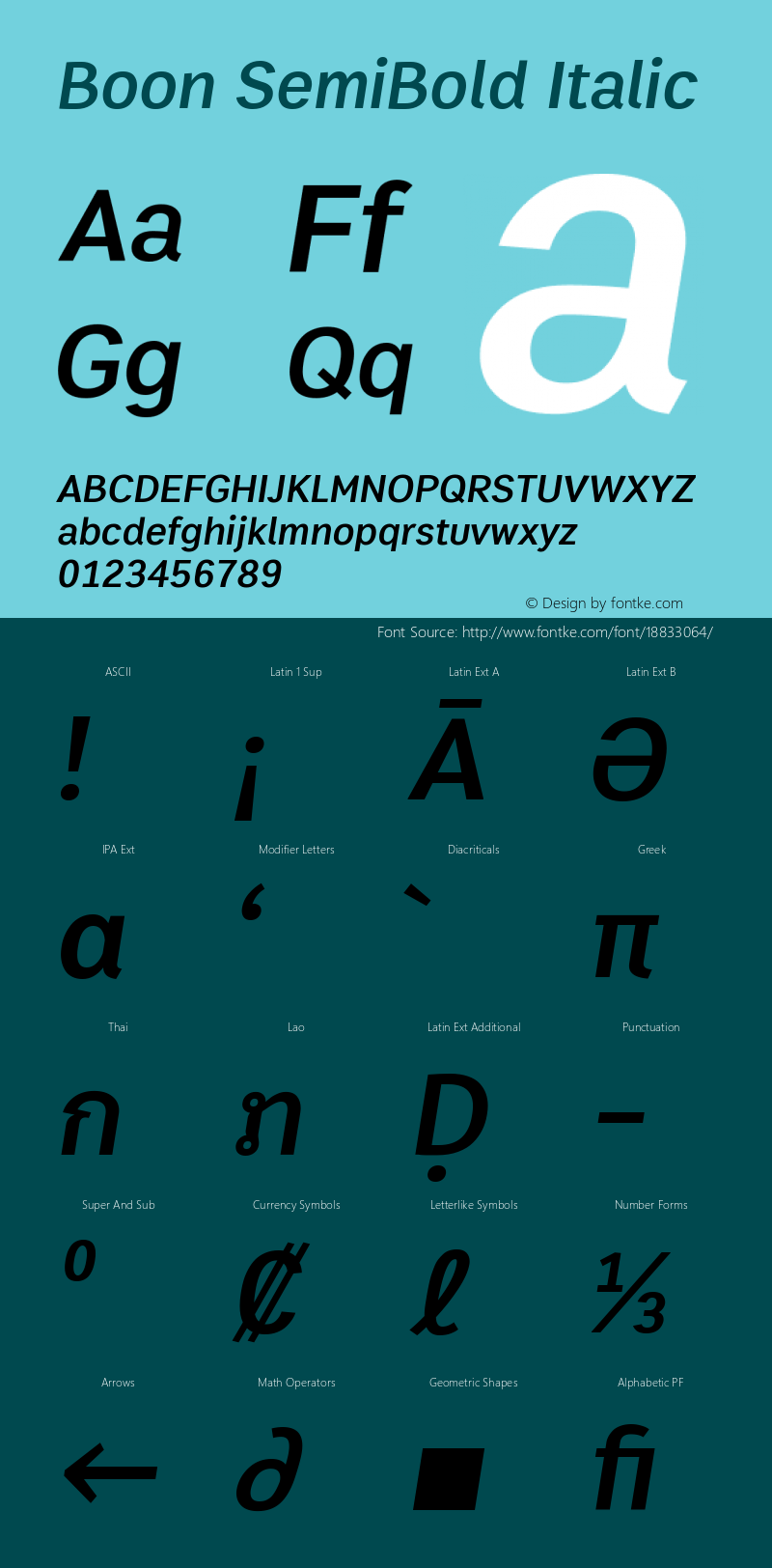 Boon SemiBold Italic Version 3.0图片样张