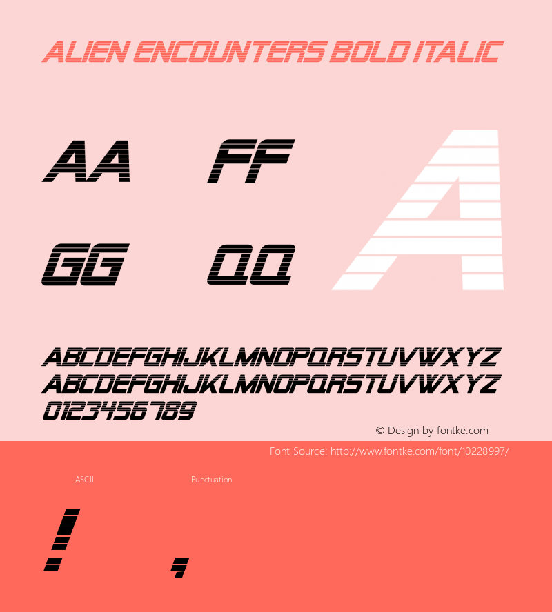 Alien Encounters Bold Italic Macromedia Fontographer 4.1 3/28/99图片样张