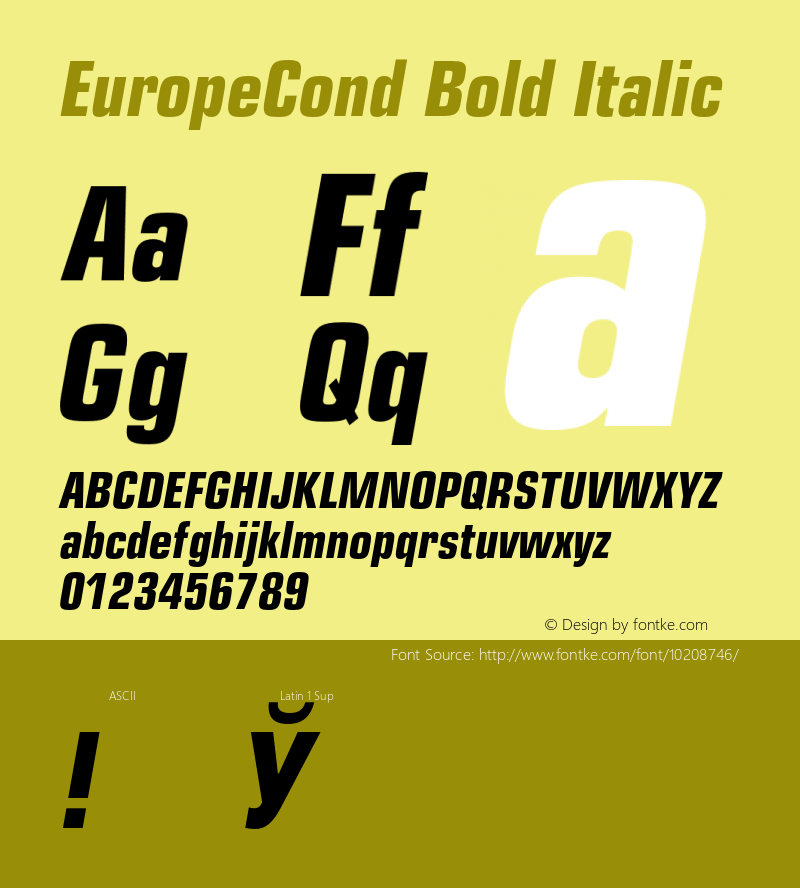 EuropeCond Bold Italic 001.001图片样张