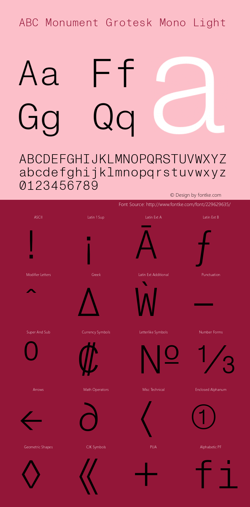 ABC Monument Grotesk Mono Light Version 2.001图片样张