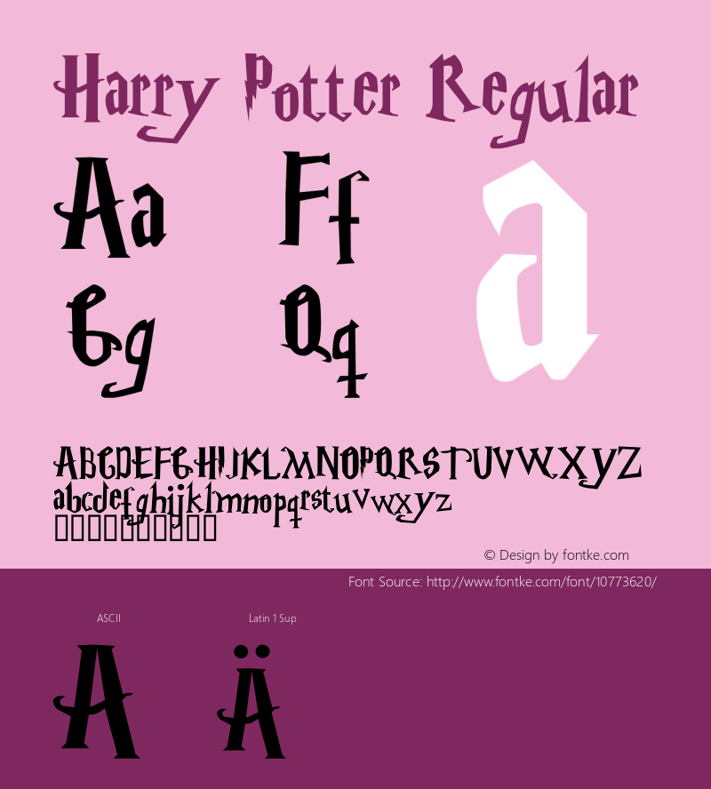Harry Potter Regular Macromedia Fontographer 4.1 2001-08-08图片样张