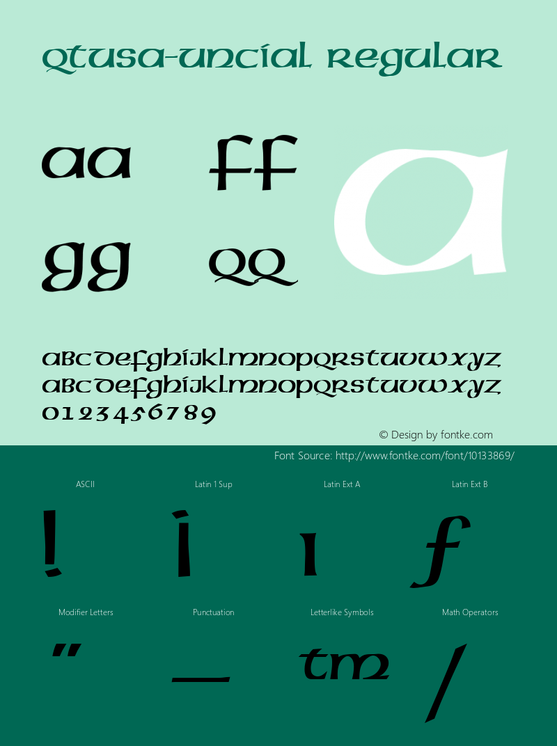 QTUSA-Uncial Regular QualiType TrueType font  9/18/92图片样张