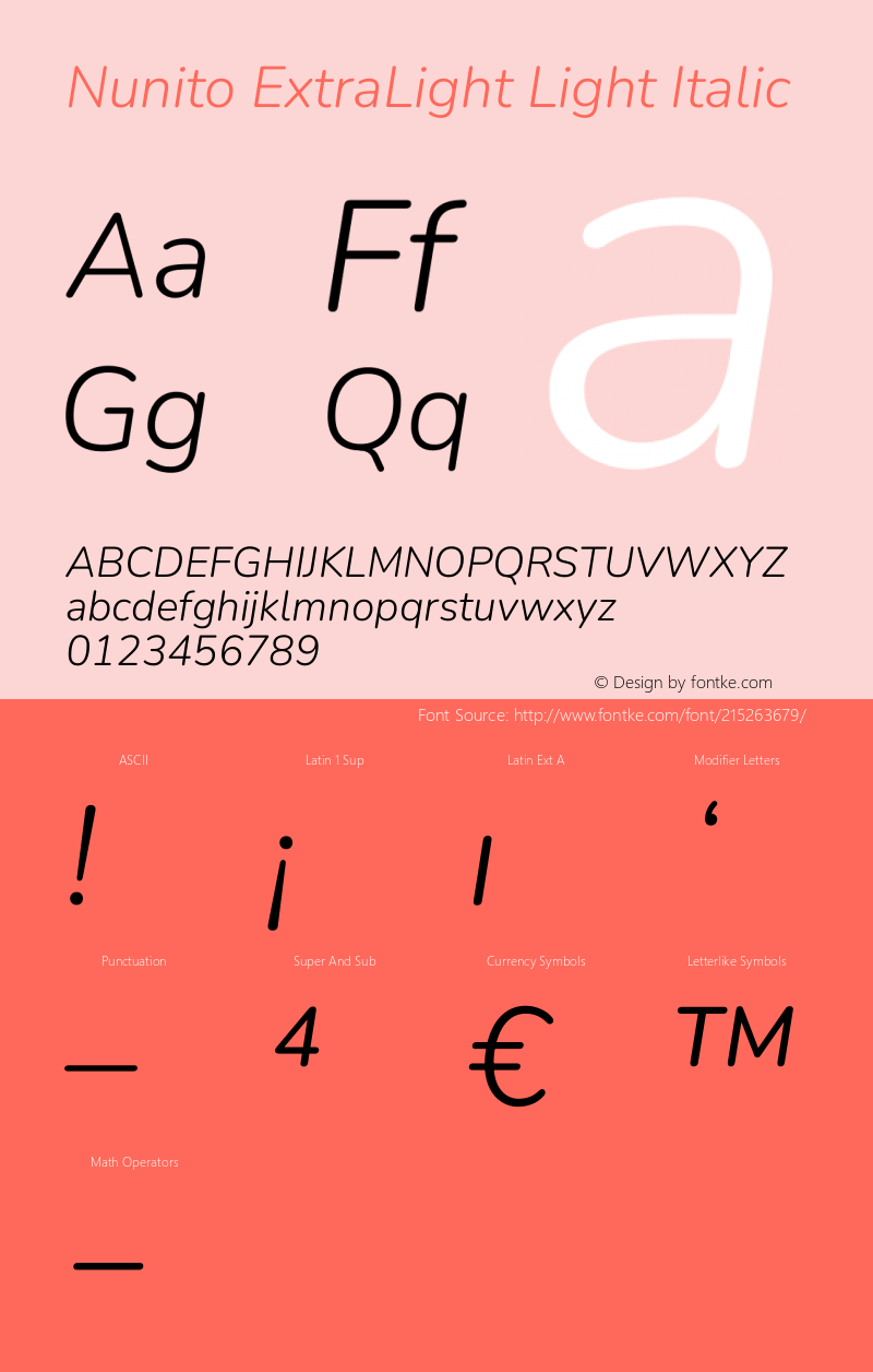 Nunito ExtraLight Light Italic Version 3.601图片样张