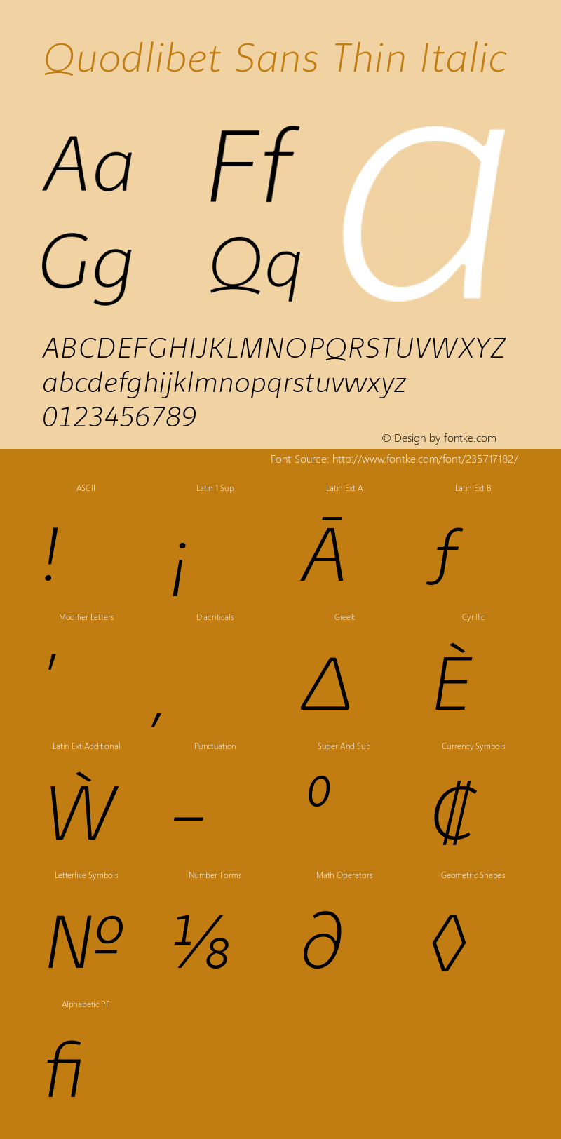 Quodlibet Sans Thin Italic Version 1.000 | web-ttf图片样张