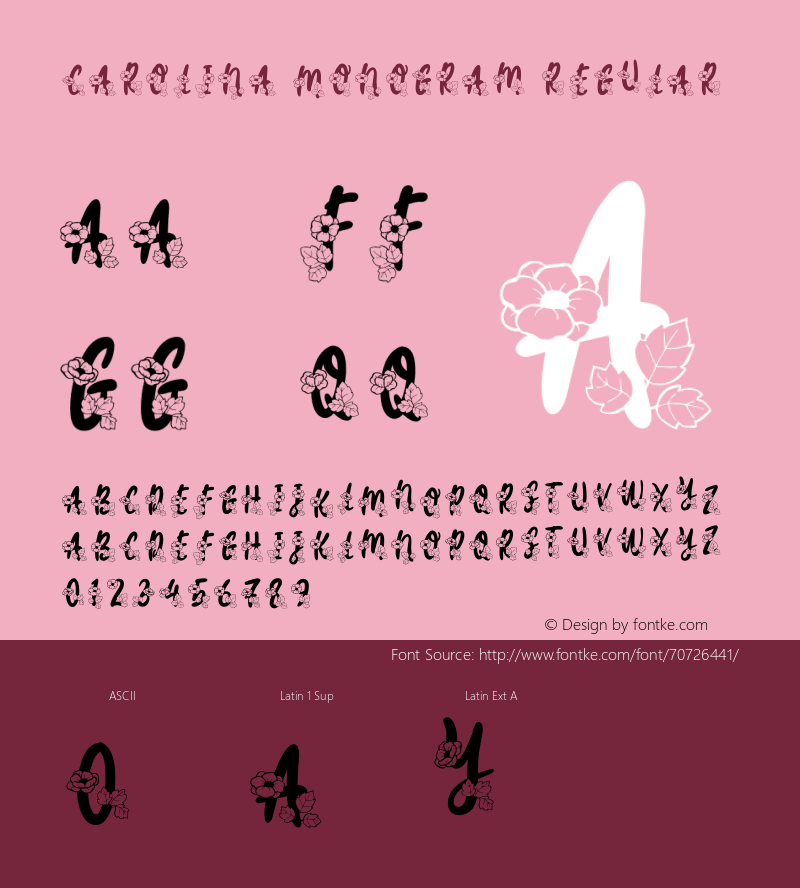 Carolina Monogram Version 1.00;June 21, 2020;FontCreator 12.0.0.2567 32-bit图片样张