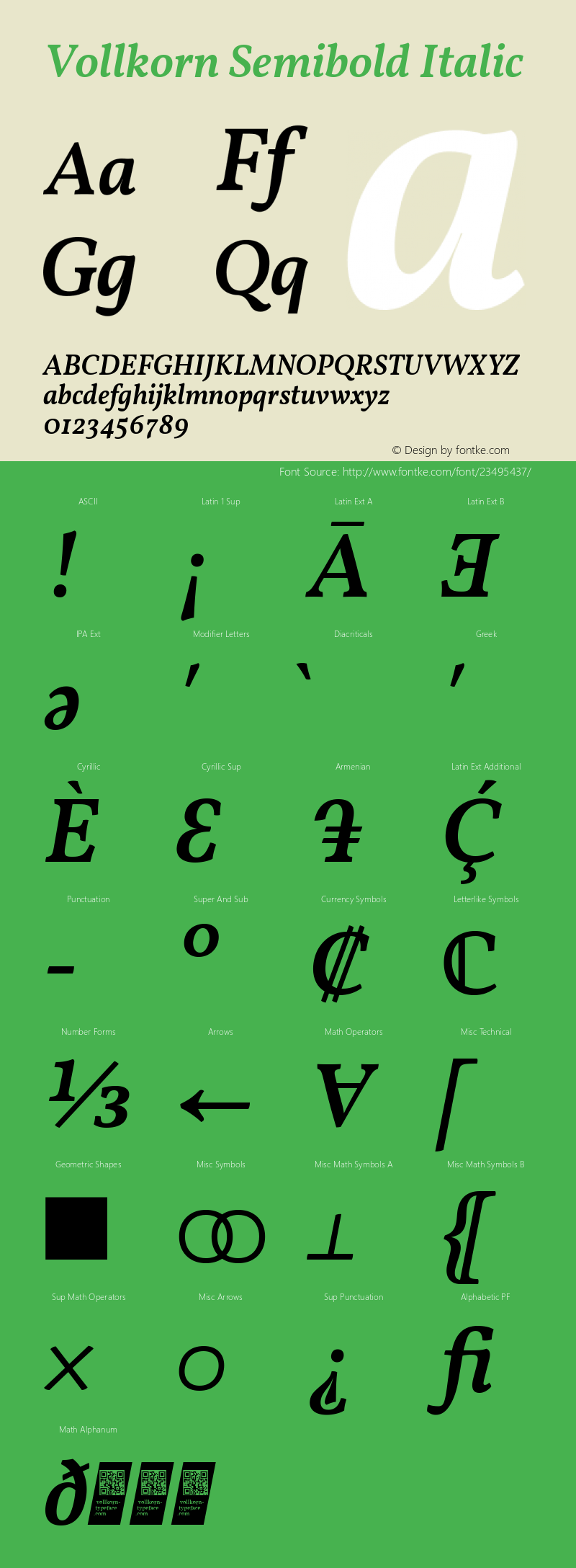 Vollkorn Semibold Italic Version 4.015图片样张