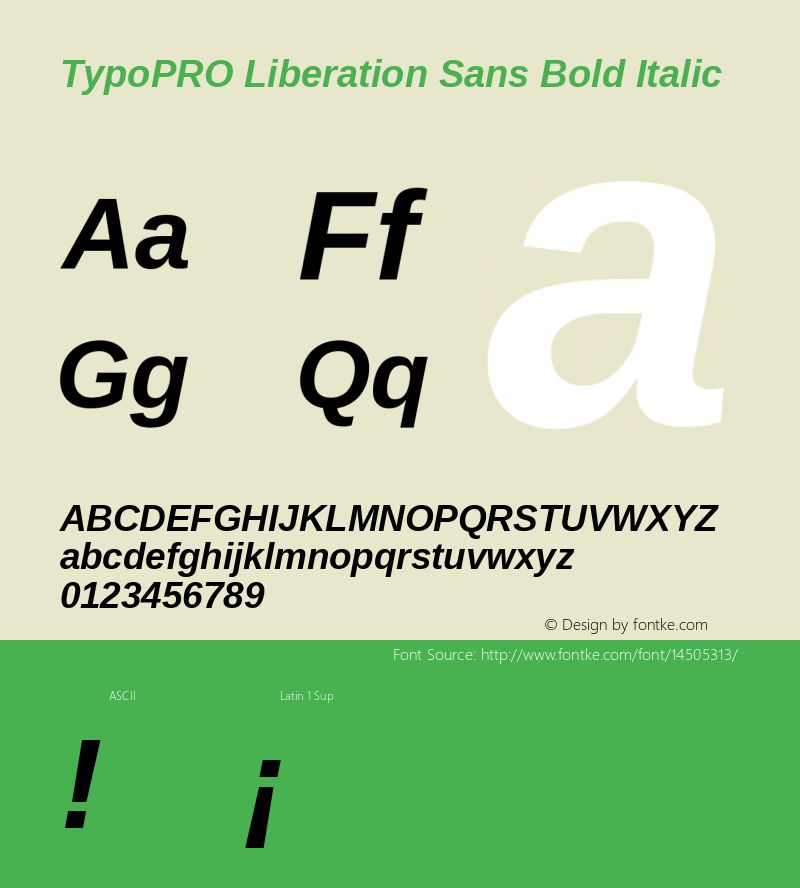 TypoPRO Liberation Sans Bold Italic Version 2.00.1图片样张