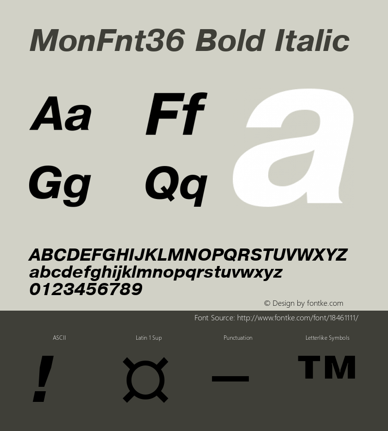 MonFnt36 Bold Italic Version 1.00图片样张