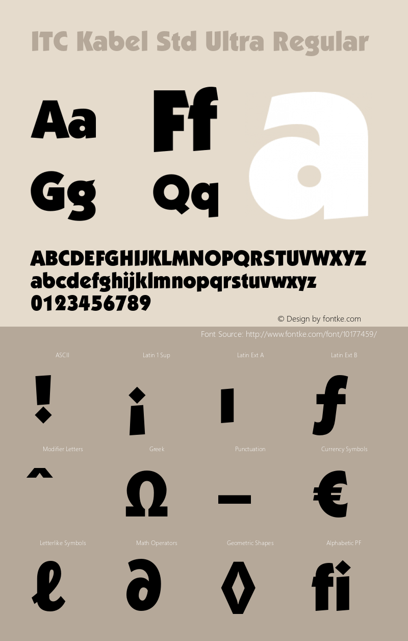 ITC Kabel Std Ultra Regular OTF 1.018;PS 001.001;Core 1.0.31;makeotf.lib1.4.1585图片样张