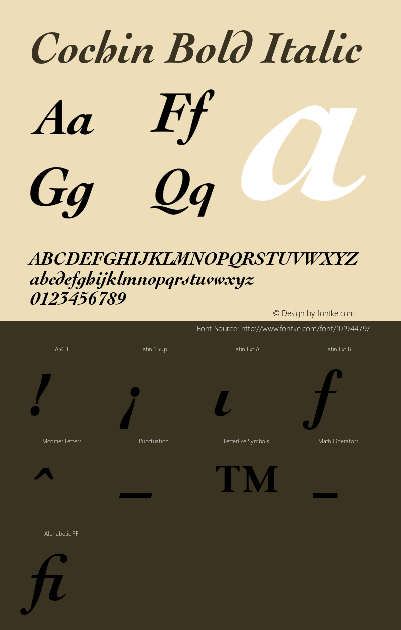 Cochin Bold Italic 001.000图片样张