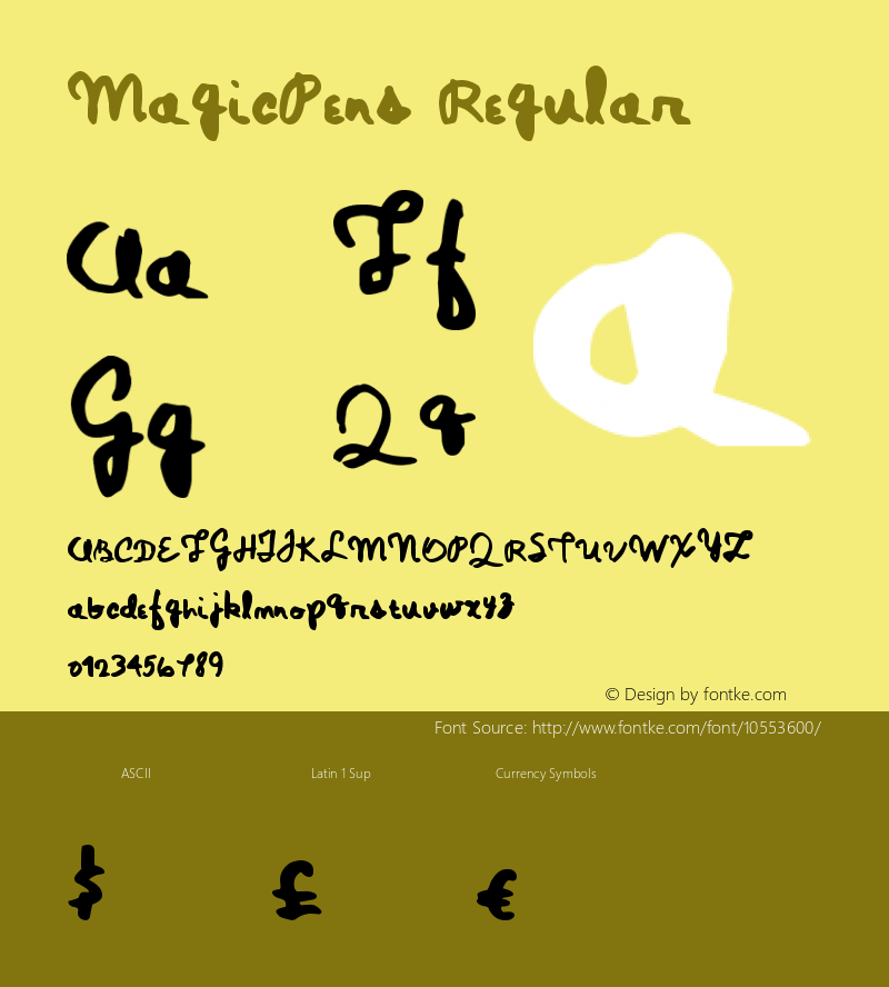 MagicPens Regular Version 1.00 April 23, 2014, initial release图片样张