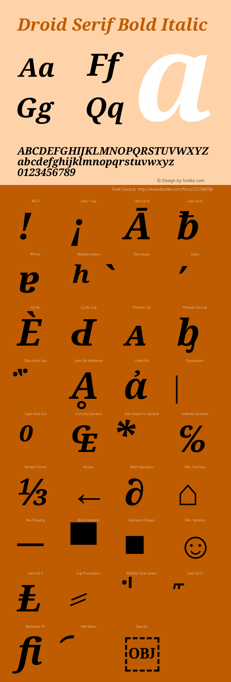 Droid Serif Bold Italic Version 1.03图片样张