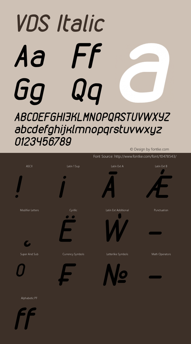 VDS Italic Version 1.000 2009 initial release图片样张