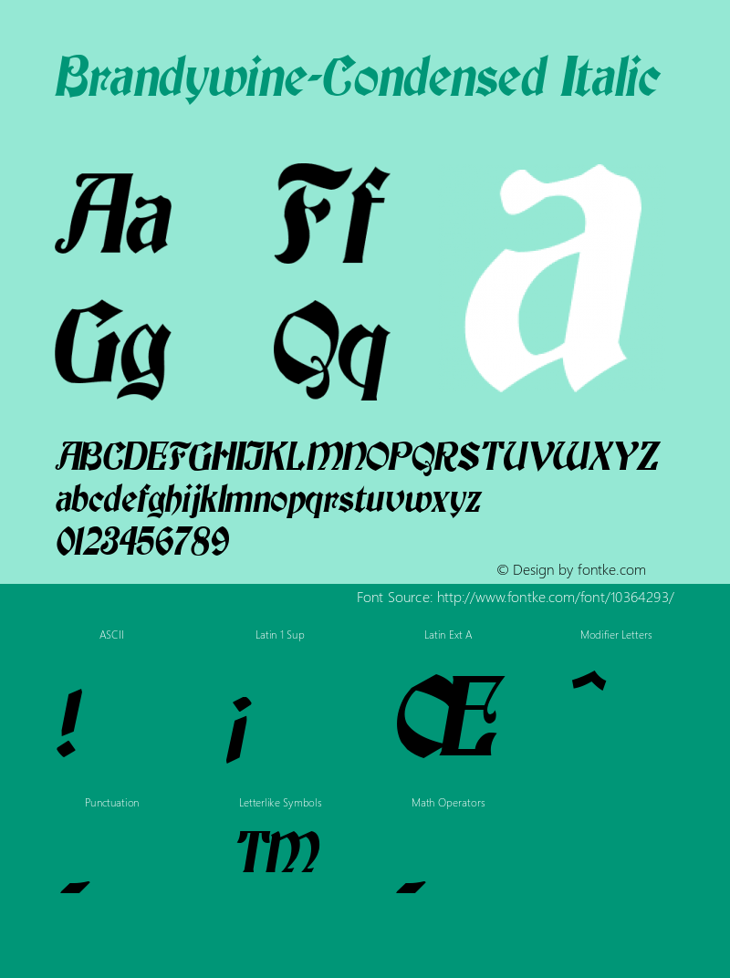 Brandywine-Condensed Italic 1.0/1995: 2.0/2001图片样张