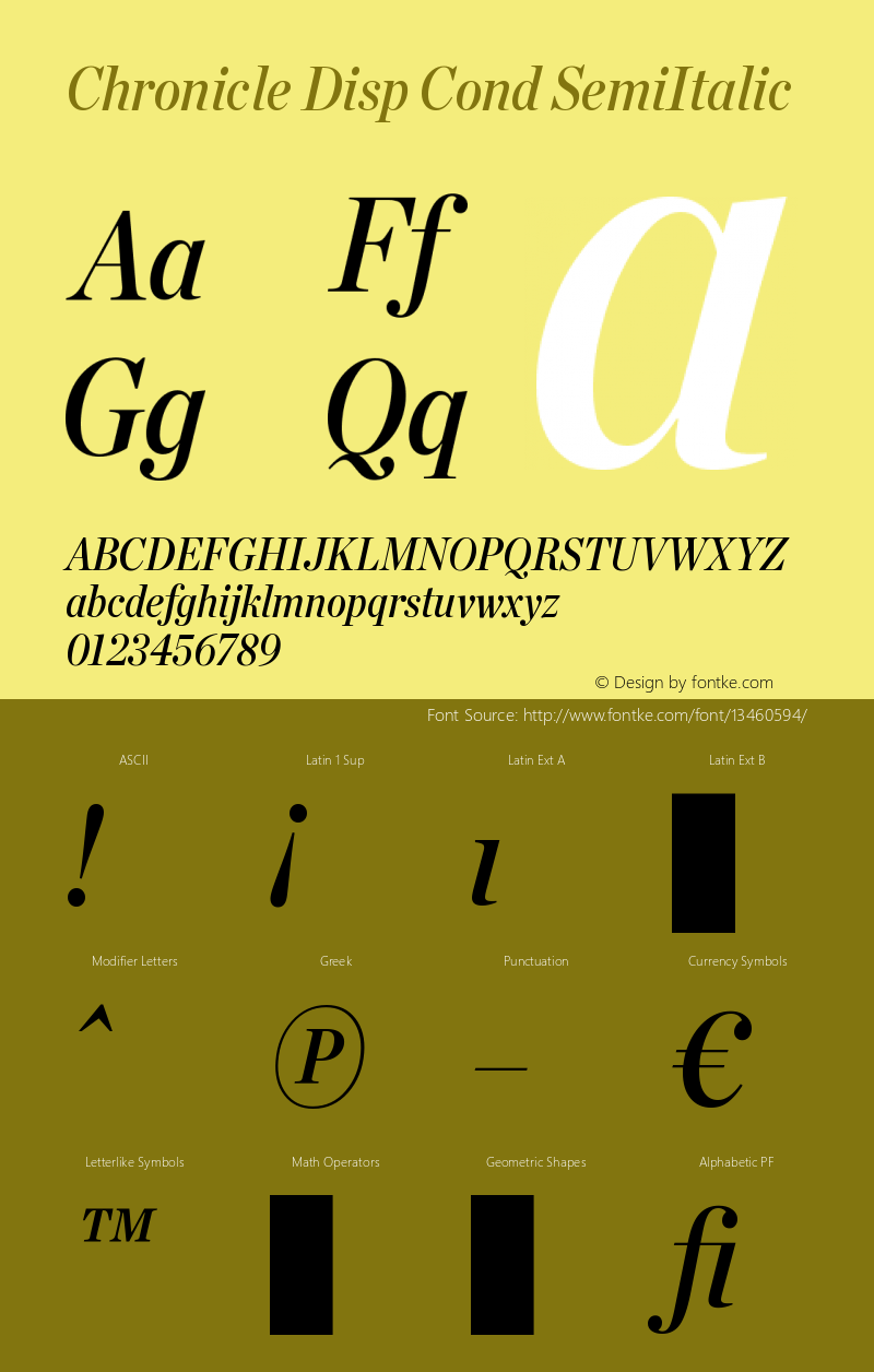 Chronicle Disp Cond SemiItalic Version 1.100图片样张