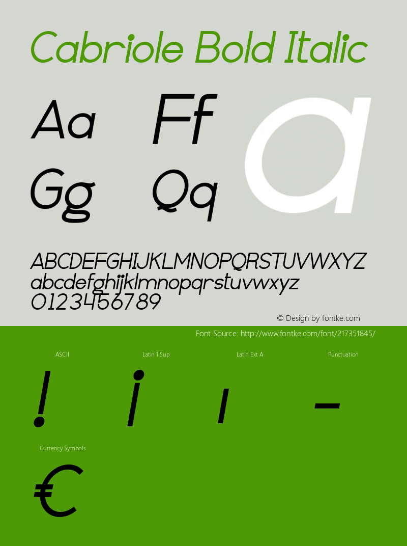 Cabriole Bold Italic Version 1.002;Fontself Maker 3.5.4图片样张