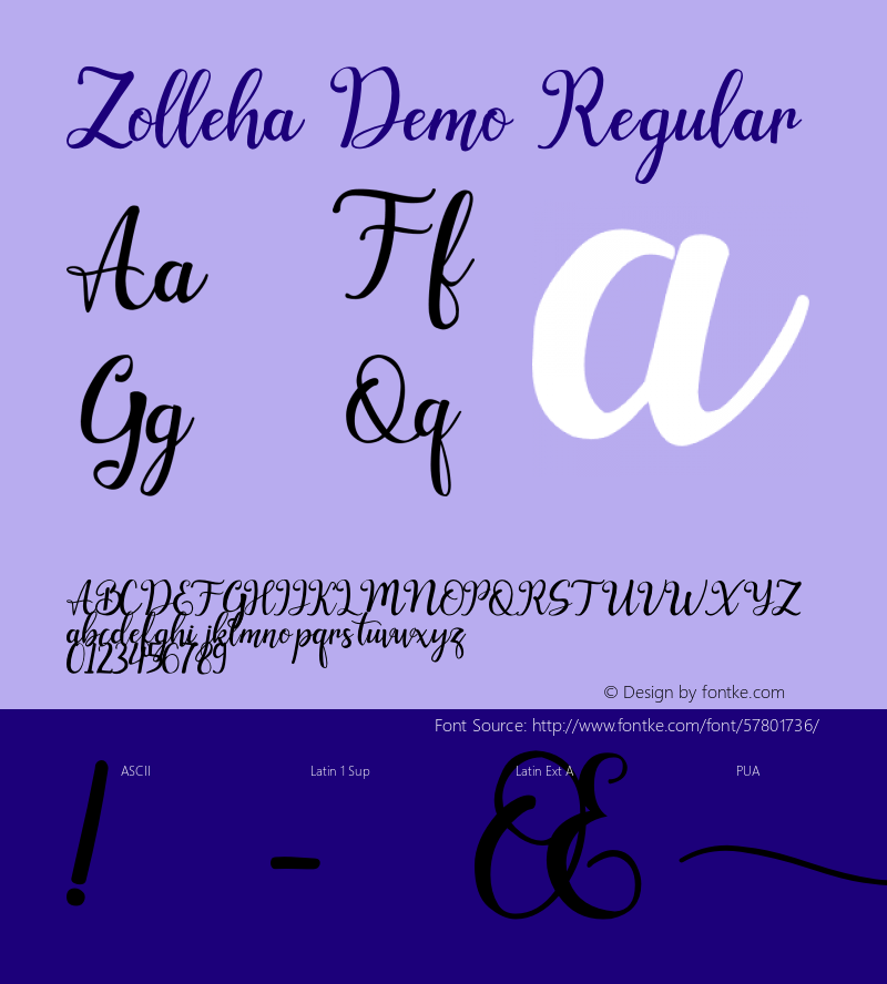 Zolleha Demo Version 1.00;March 7, 2020;FontCreator 11.5.0.2427 32-bit图片样张