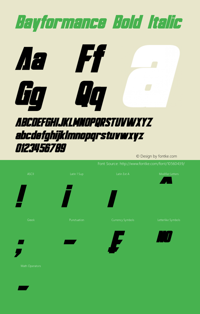 Bayformance Bold Italic Version 1.10 June 16, 2014图片样张