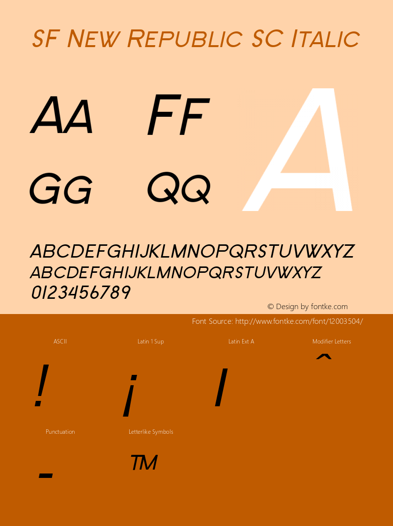 SF New Republic SC Italic ver 2.0; 2000. Freeware for non-commercial use.图片样张