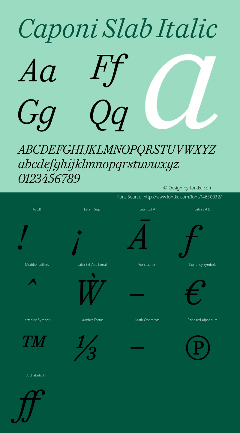 Caponi Slab Italic Version 1.100图片样张