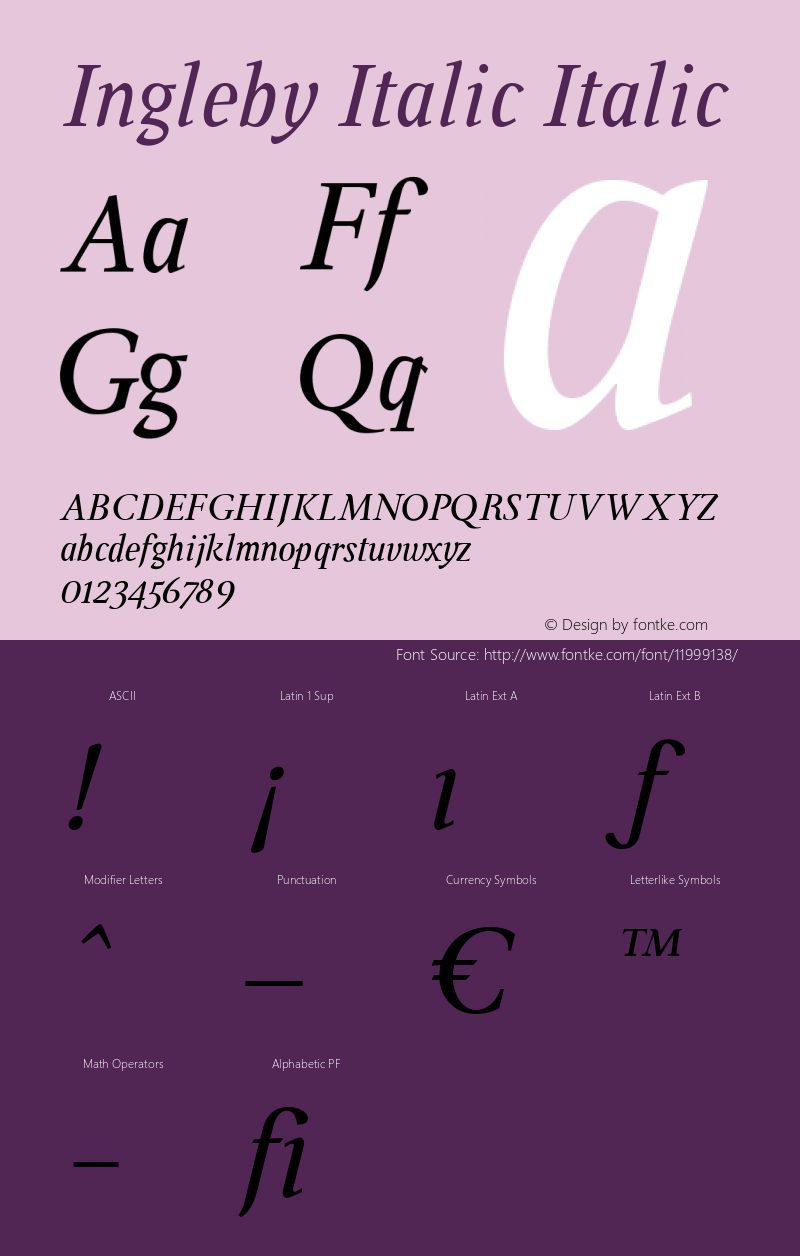 Ingleby Italic Italic Version 1.004 2008图片样张