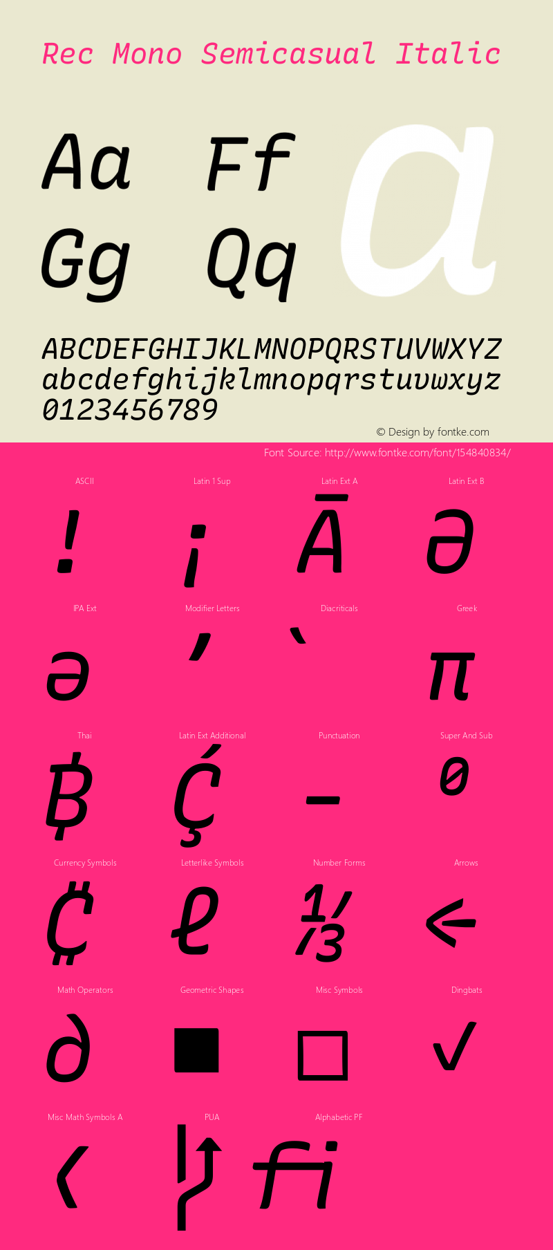 Rec Mono Semicasual Italic Version 1.074图片样张