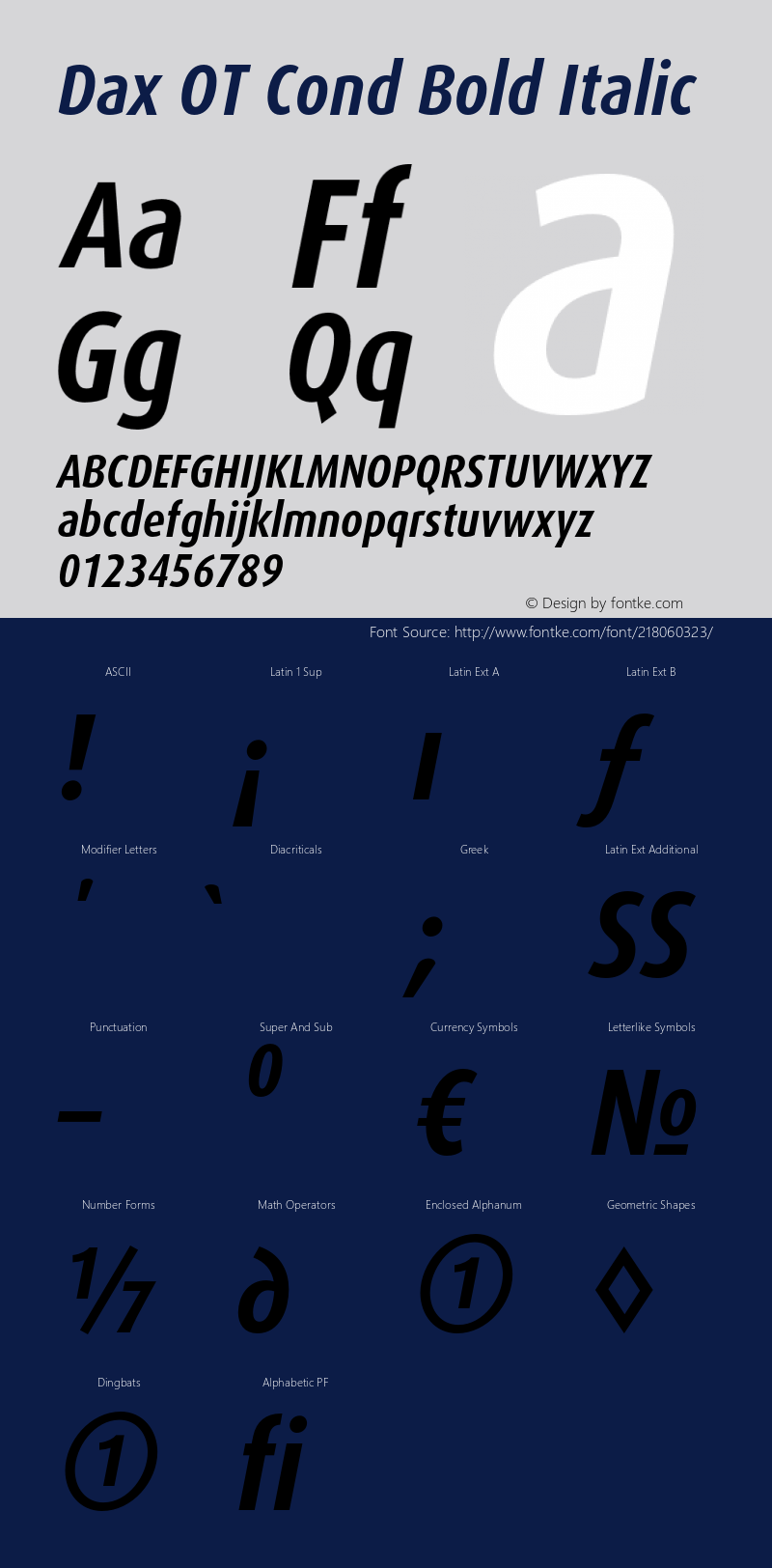 Dax OT Cond Bold Italic Version 7.504; 2006; Build 1022图片样张