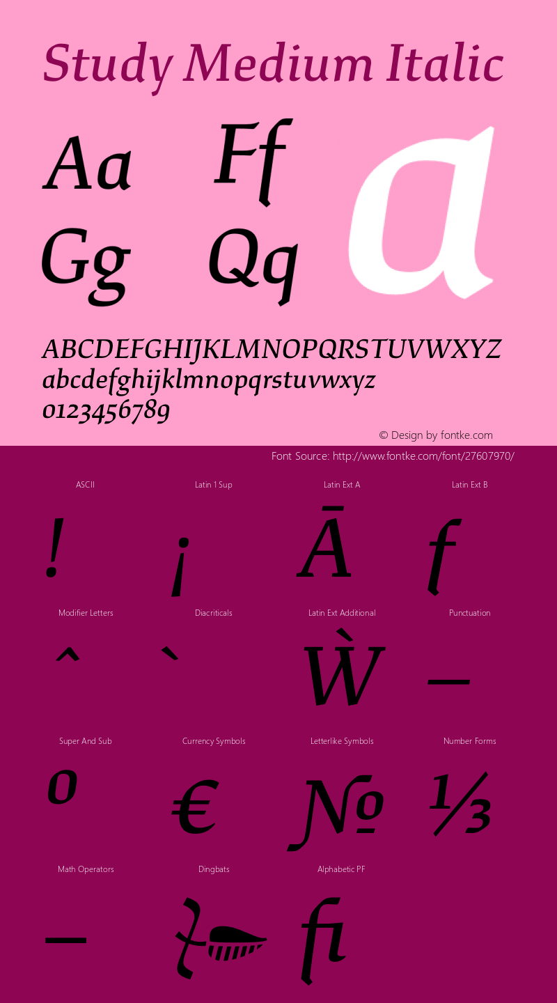 Study Medium Italic Version 1.020; XYZ Type webfont图片样张